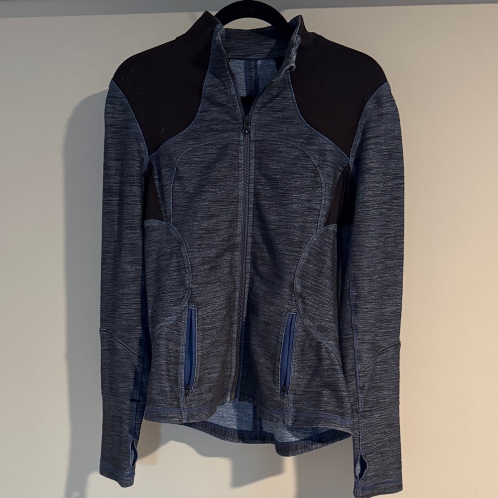 Lululemon size 4 full zip scuba blue/Gray and Black Zip-Up Jacket